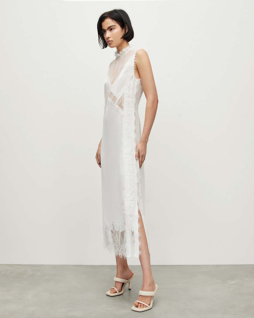 Mila Lace Panelled Frill Trim Maxi Dress