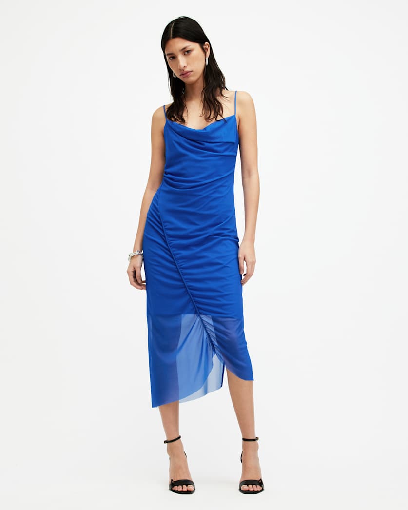 Ulla Mesh Draped Midi Dress