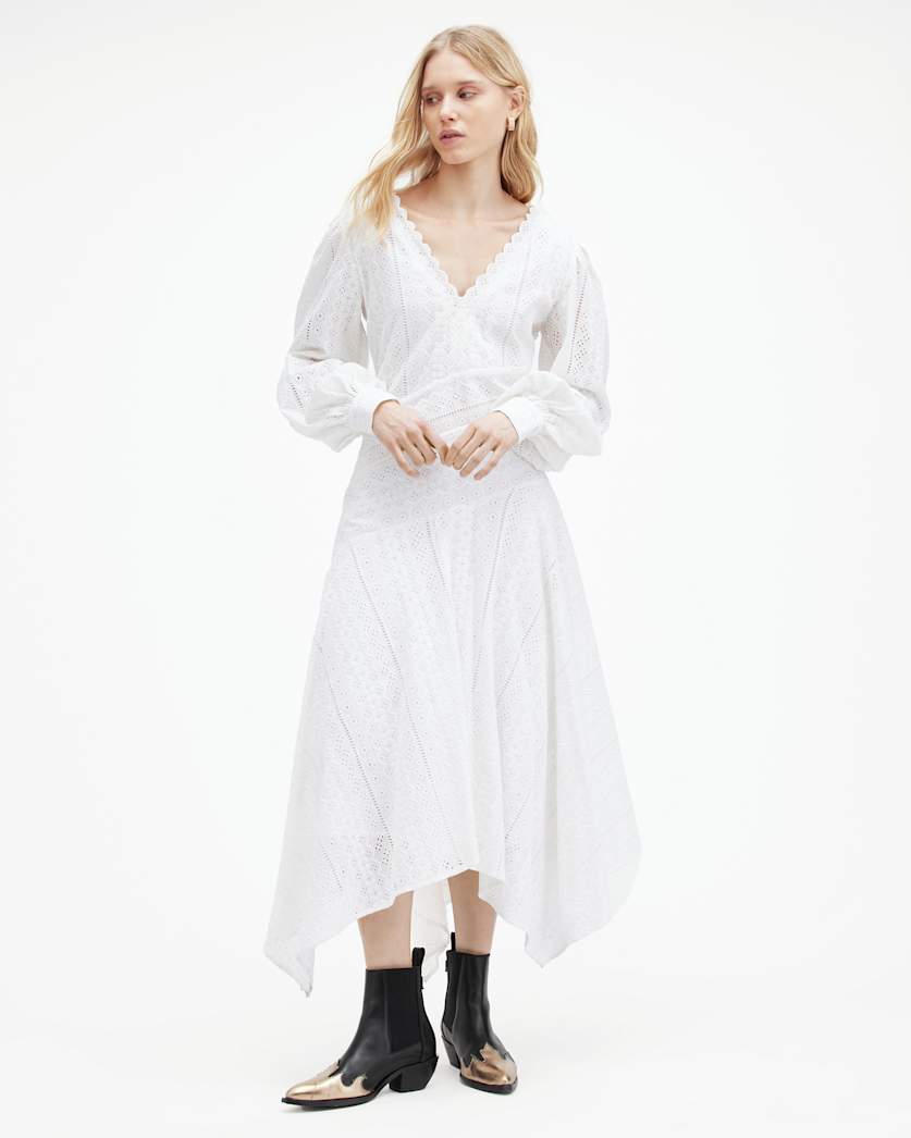 Aviana V-Neck Broderie Maxi Dress