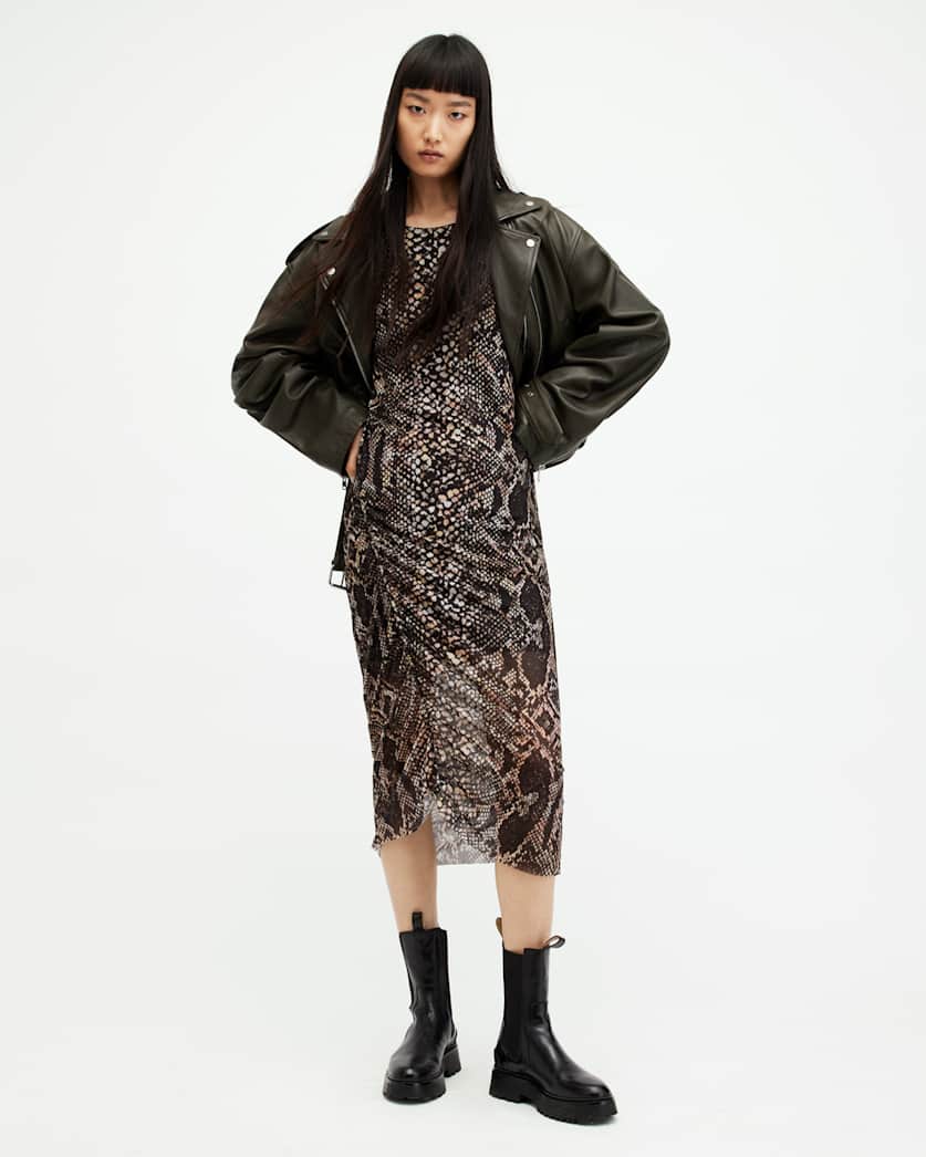 Nora Waima Slim Fit Ruched Midi Dress