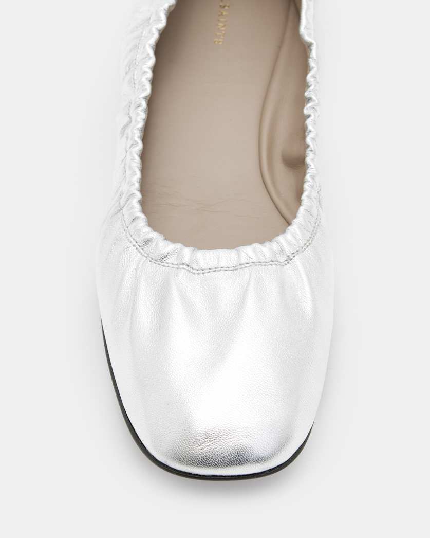 Alia Metallic Leather Ribbon Ballet Pumps
