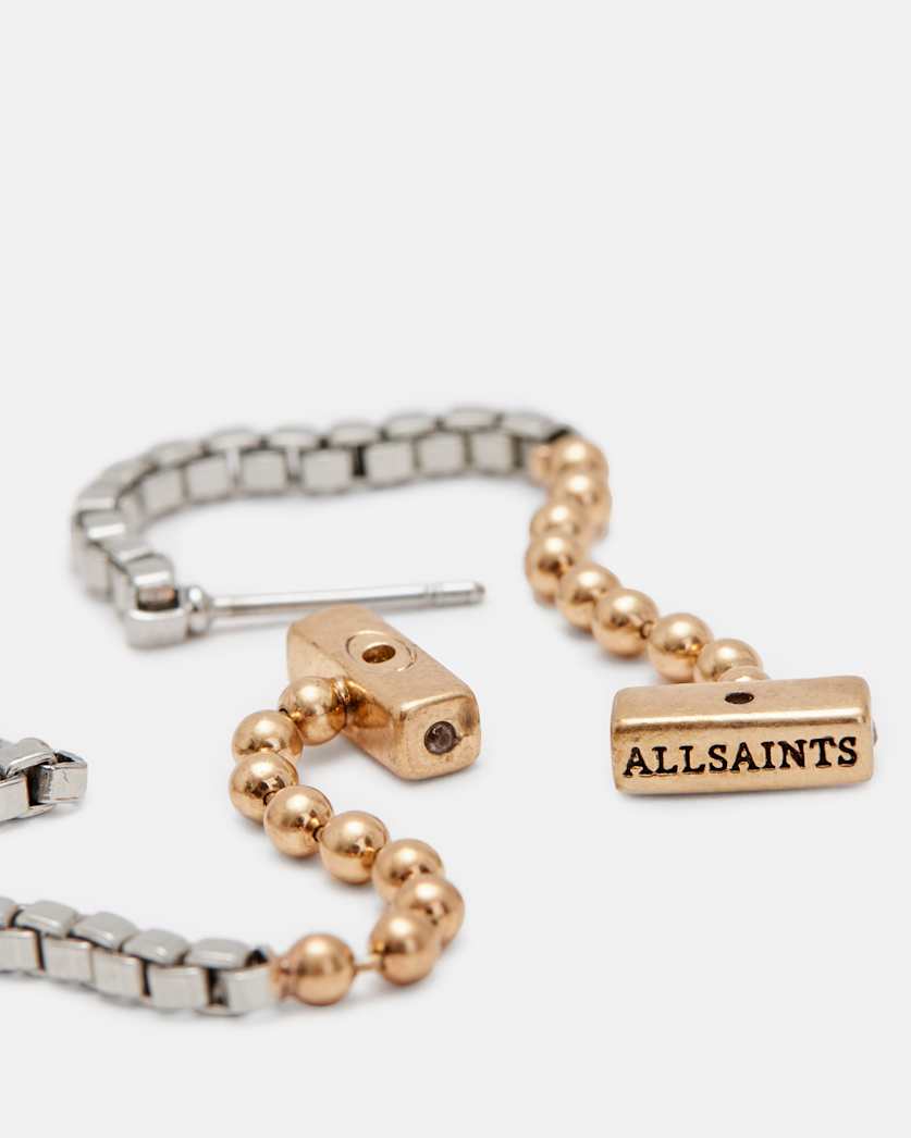 Box Chain Two Tone Ball Earrings