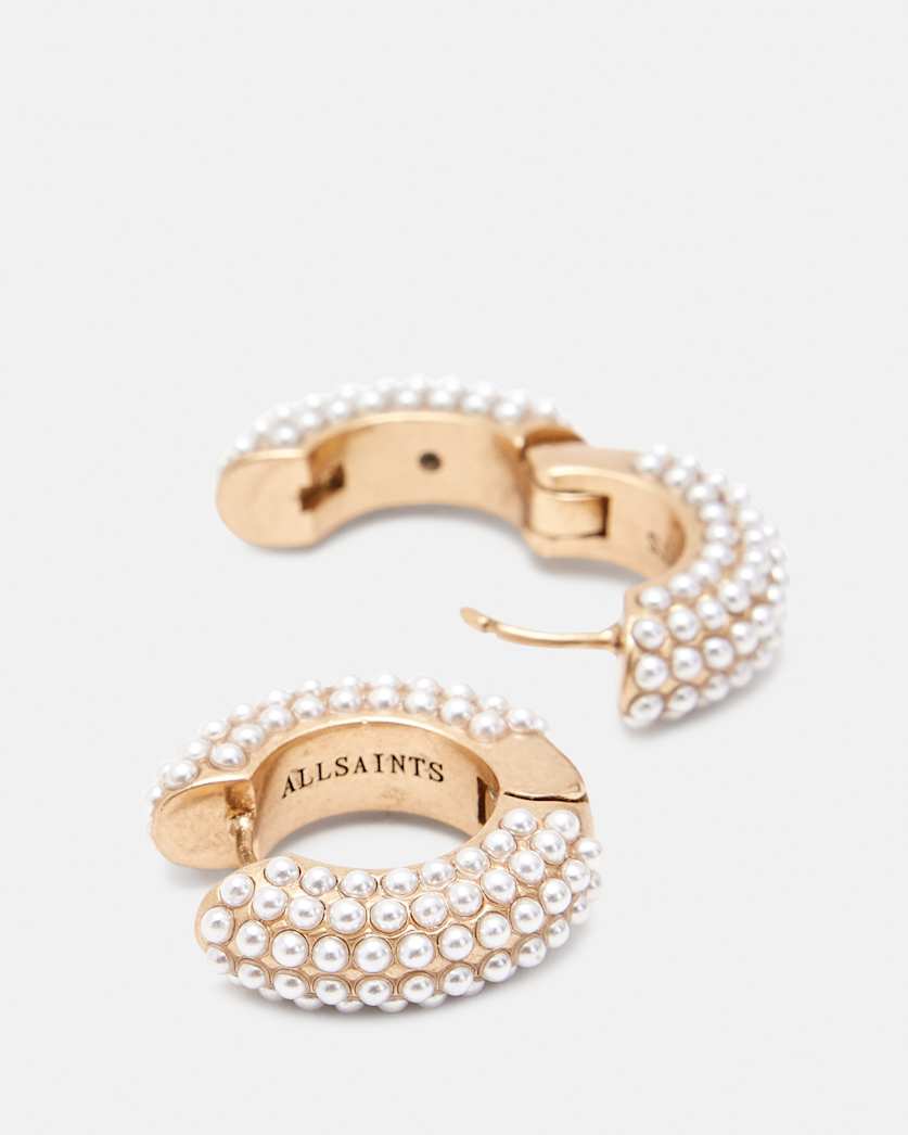 Pearl Beaded Chunky Hoop Earrings