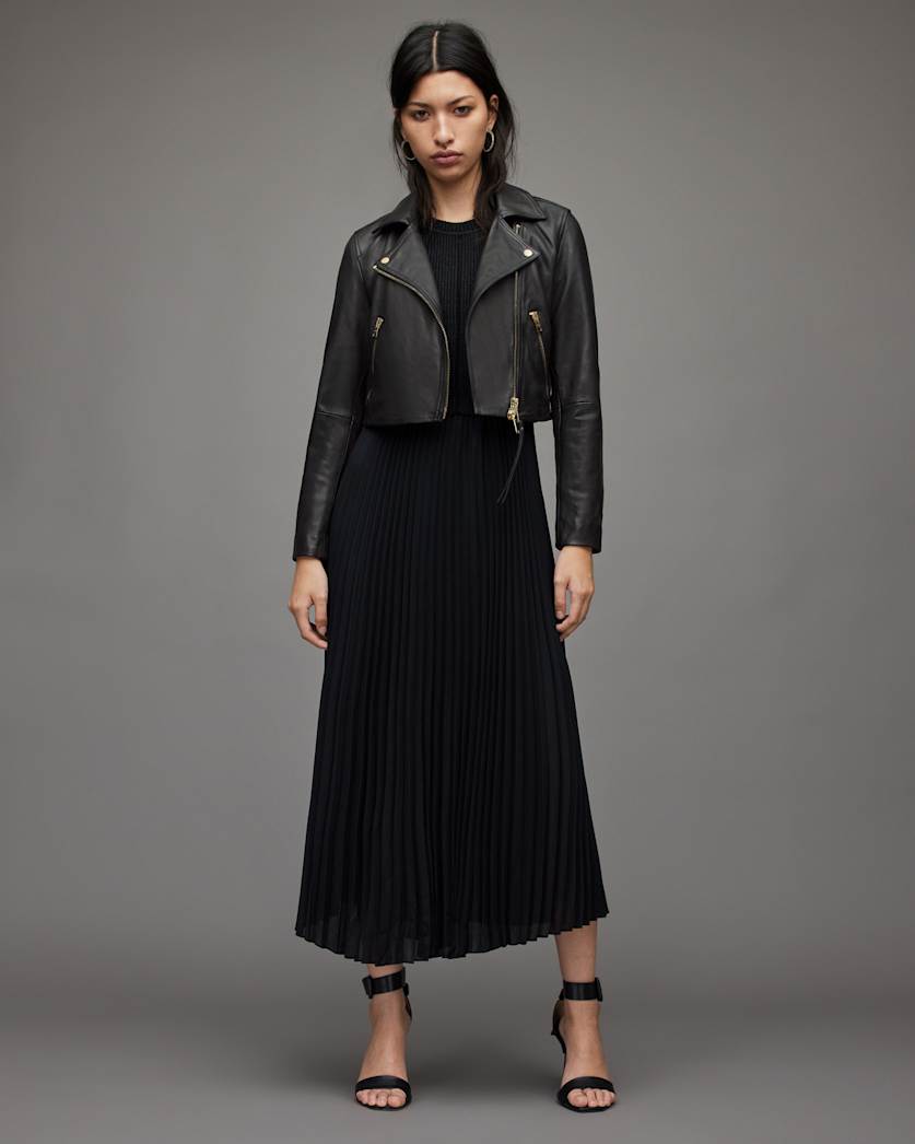 Dalby Cropped Leather Biker Jacket