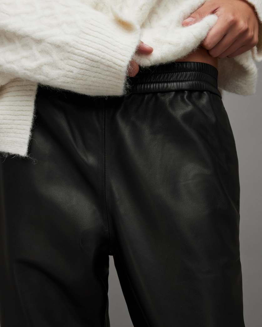 Jen Mid-Rise Leather Jogger Trousers