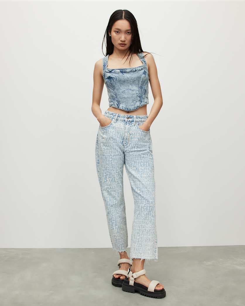 Charli Denim Cropped Corset Top