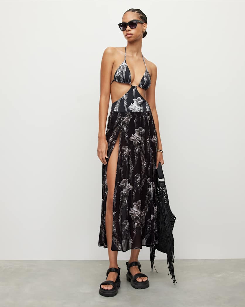 Cari Mia Sarong Front Split Floral Maxi Skirt