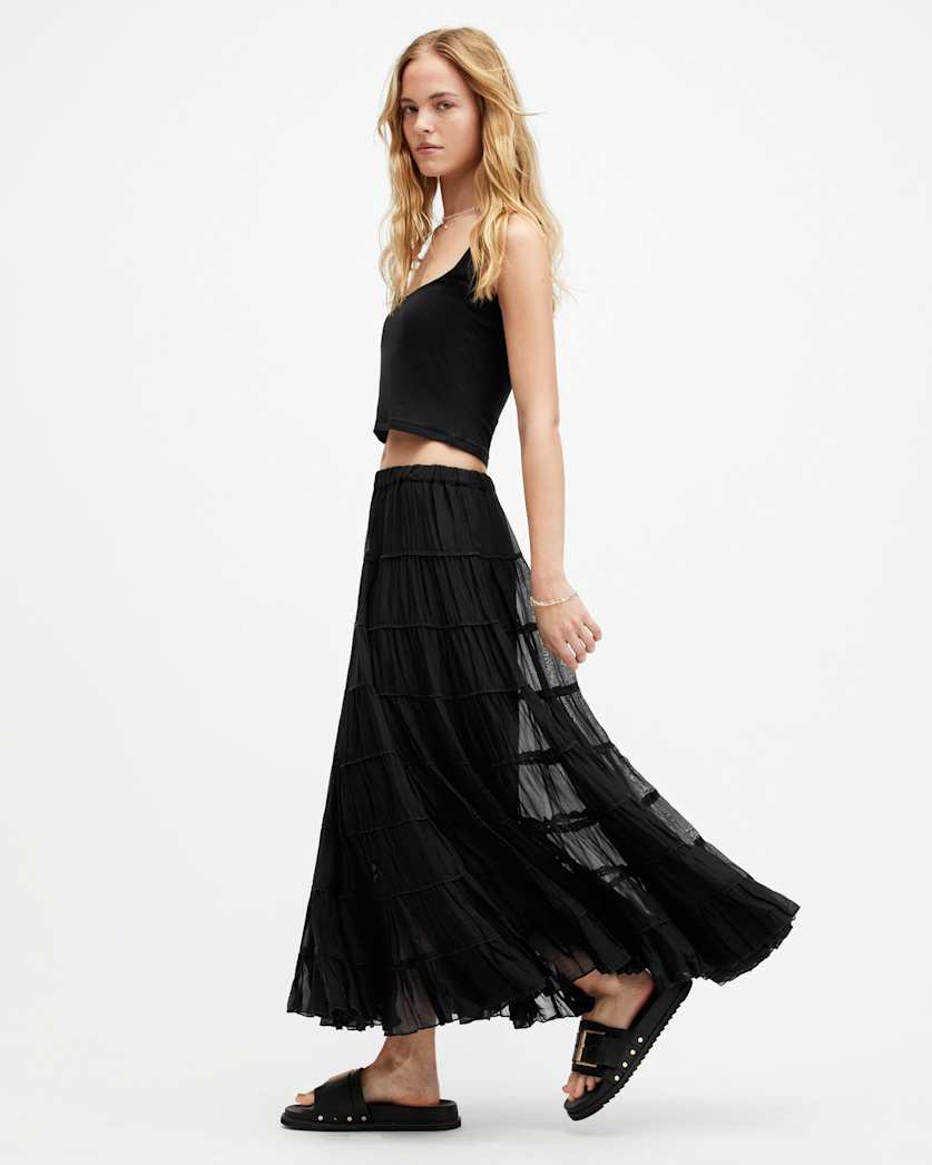 Eva Elasticated Waist Tiered Maxi Skirt