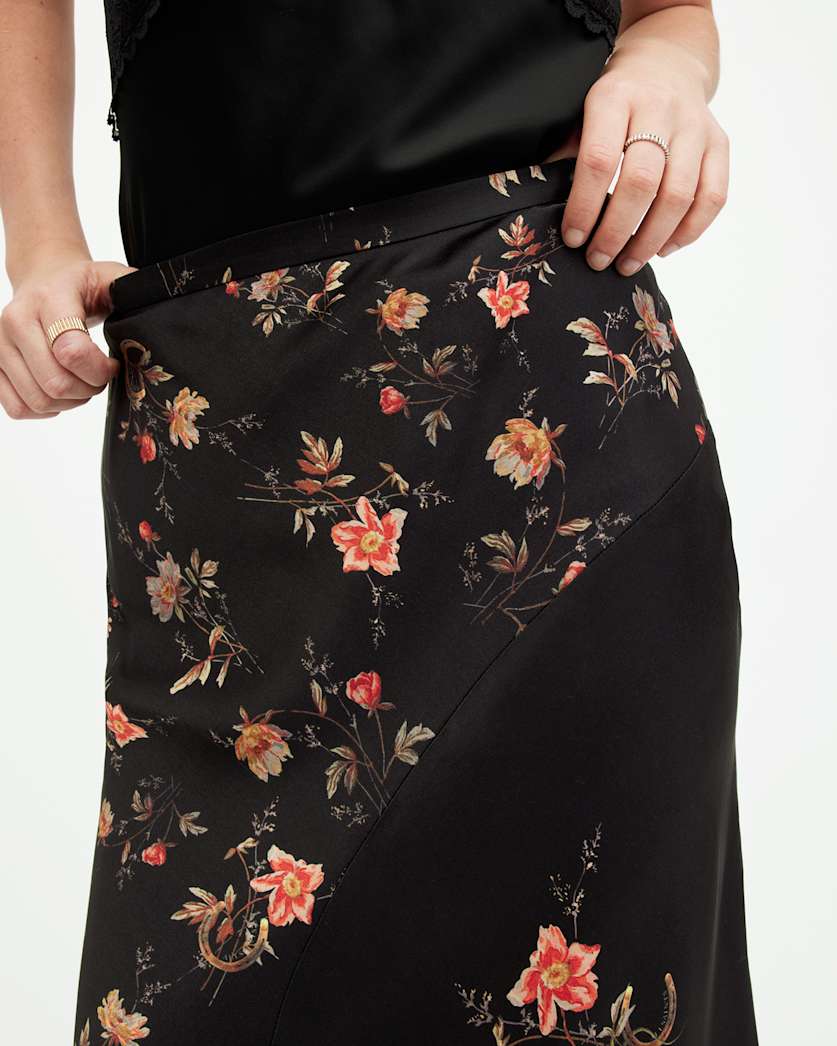 Luisa Tanana Floral Print Midi Skirt
