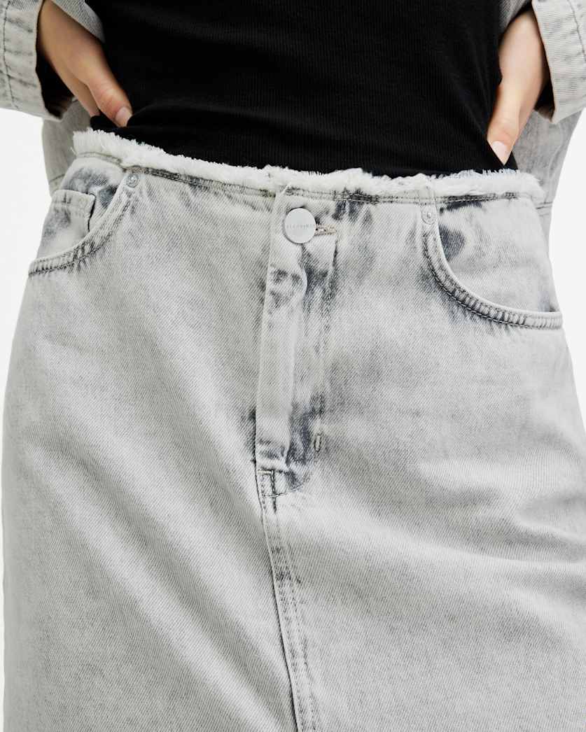 Honor Frayed Denim Maxi Skirt