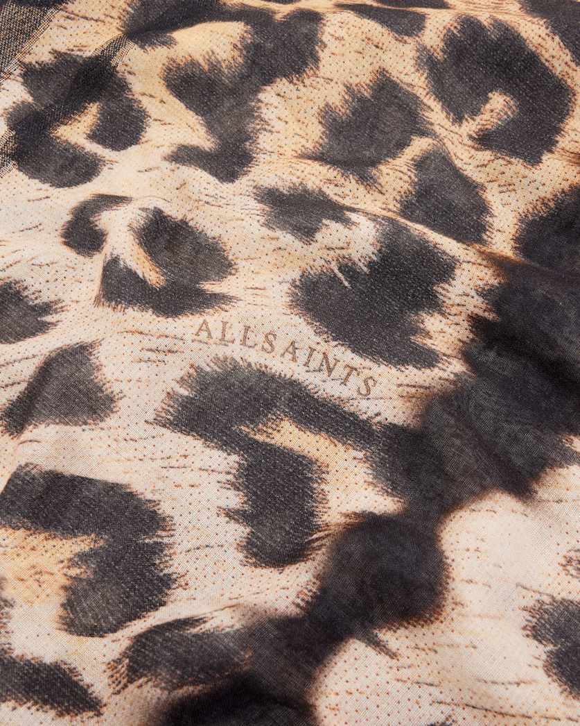 Oppose Leopard Print Oblong Logo Scarf