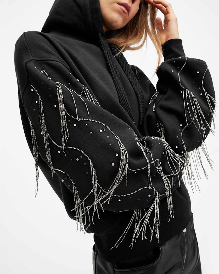 Lennon Tassel Embellished Sleeve Hoodie
