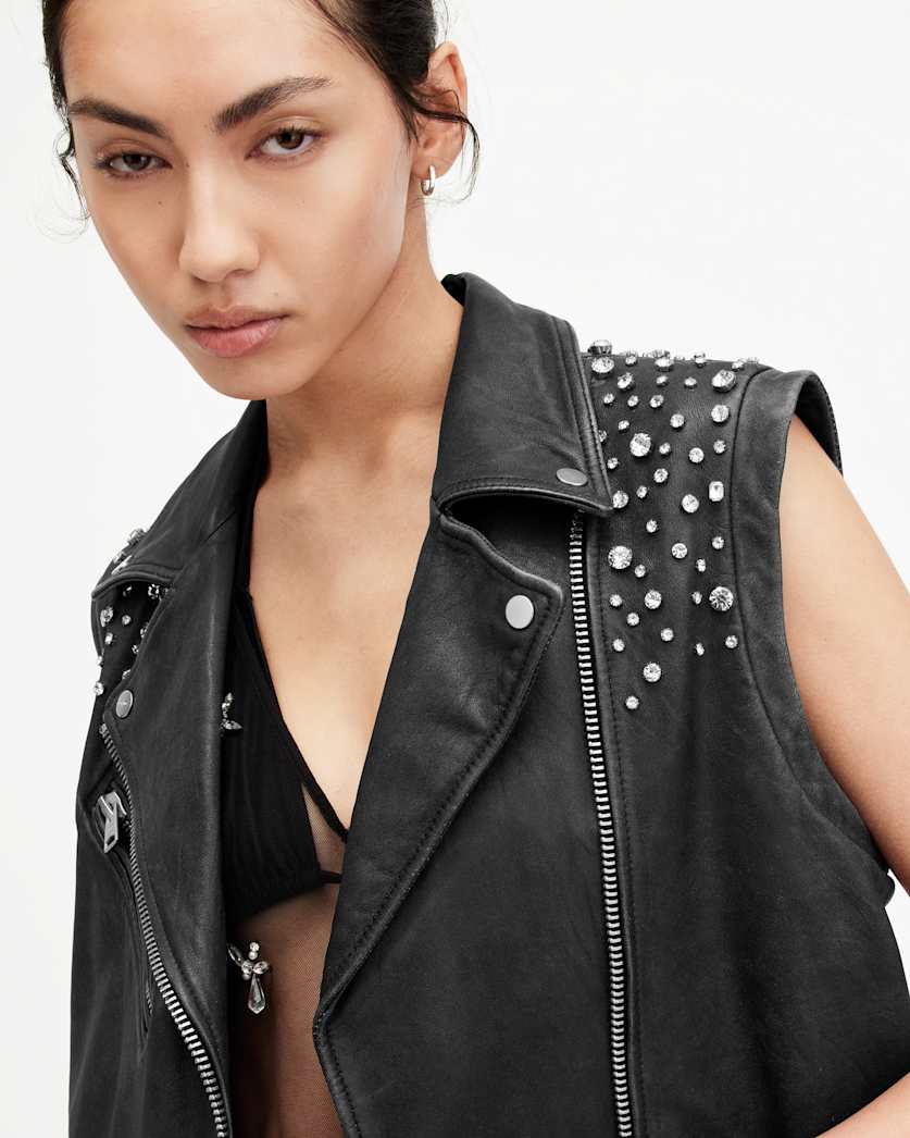 Billie Embellished Leather Gilet