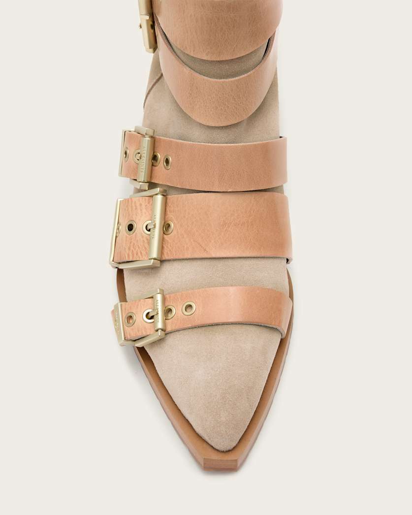 Jane Buckle Pointed Leather Boots