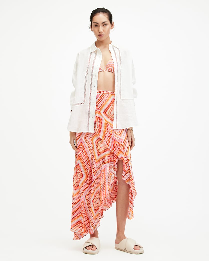 Sara Luisa Asymmetric Ruffle Midi Skirt