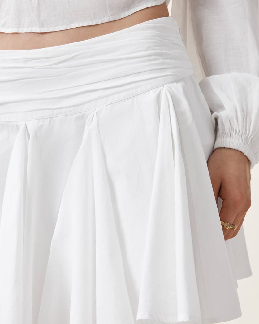Tulip White Cotton Mini Skirt