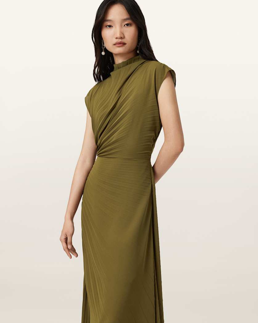 Rayanna Pleated Satin Dress