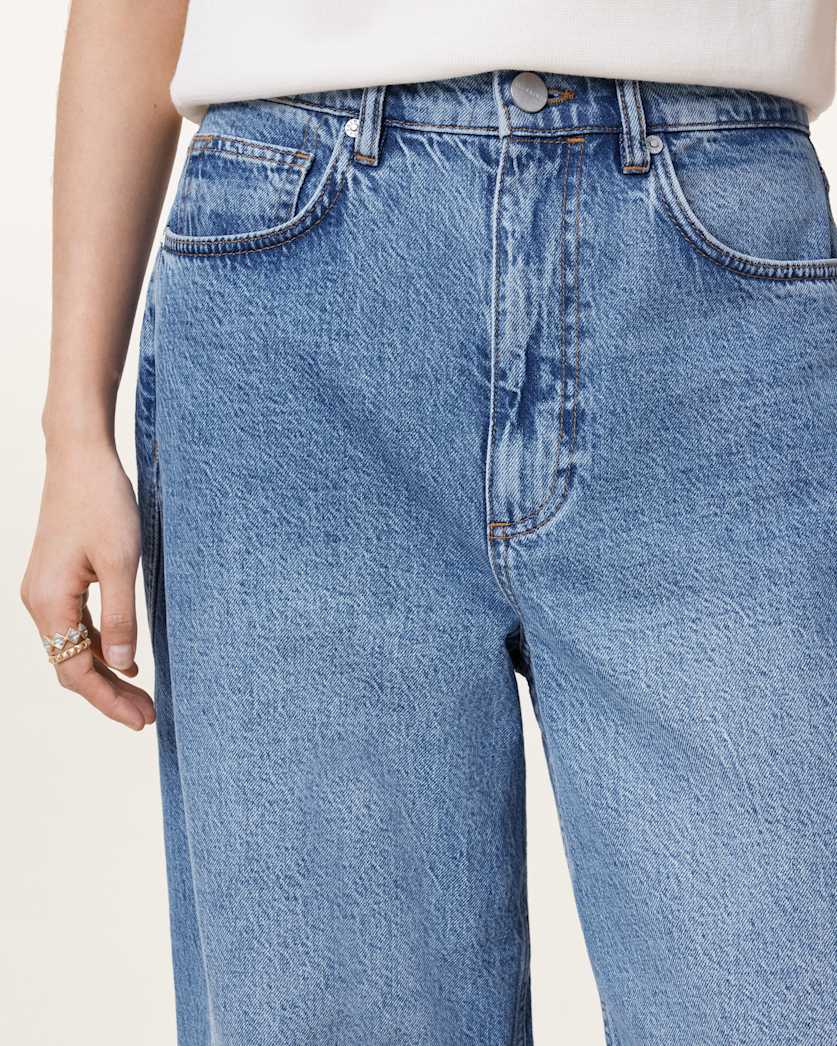Fox Asymmetric Hem Wide Leg Denim Jeans