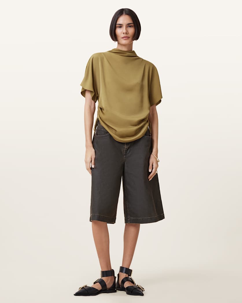 Leslie Satin Short Sleeve Top