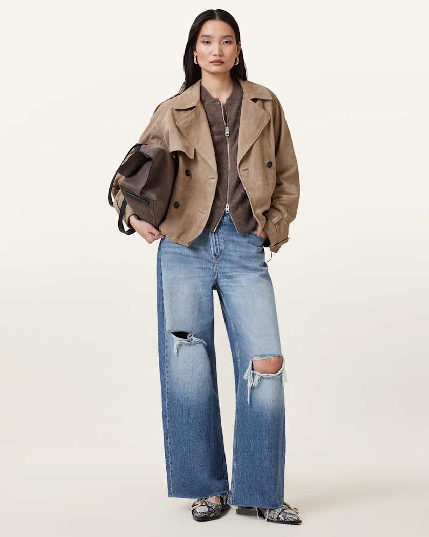Reya Cropped Suede Mac