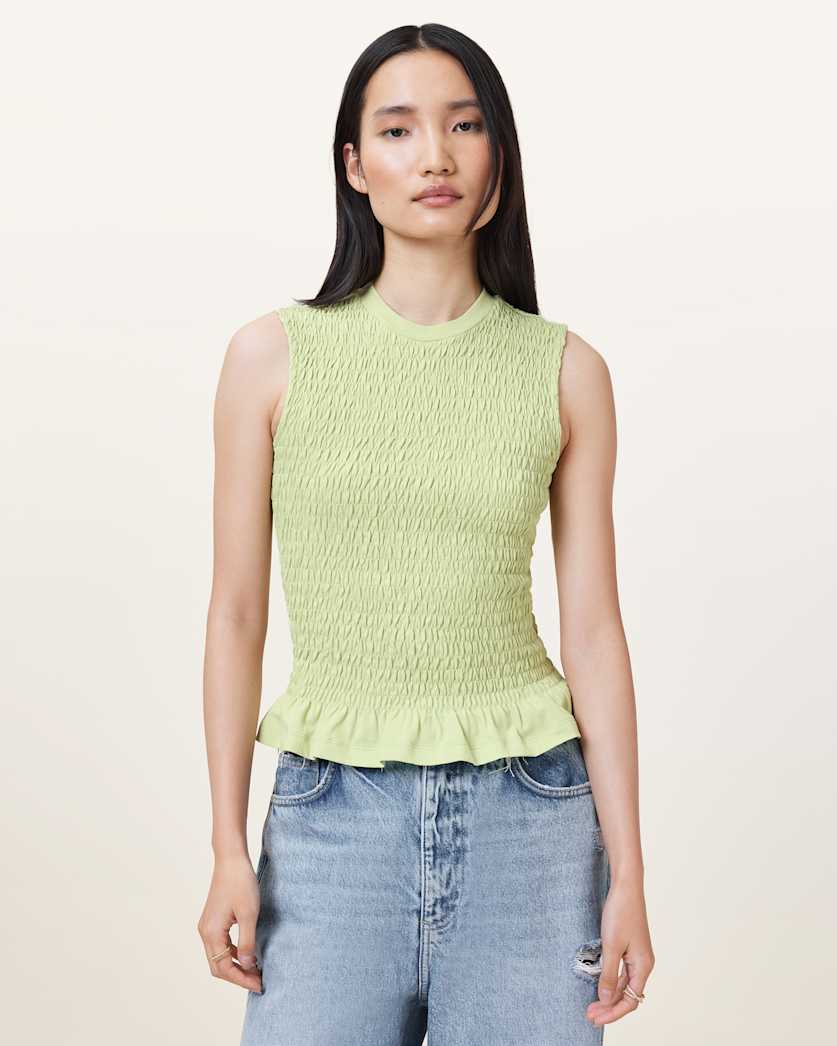Ode Smocked Sleeveless Tank Top