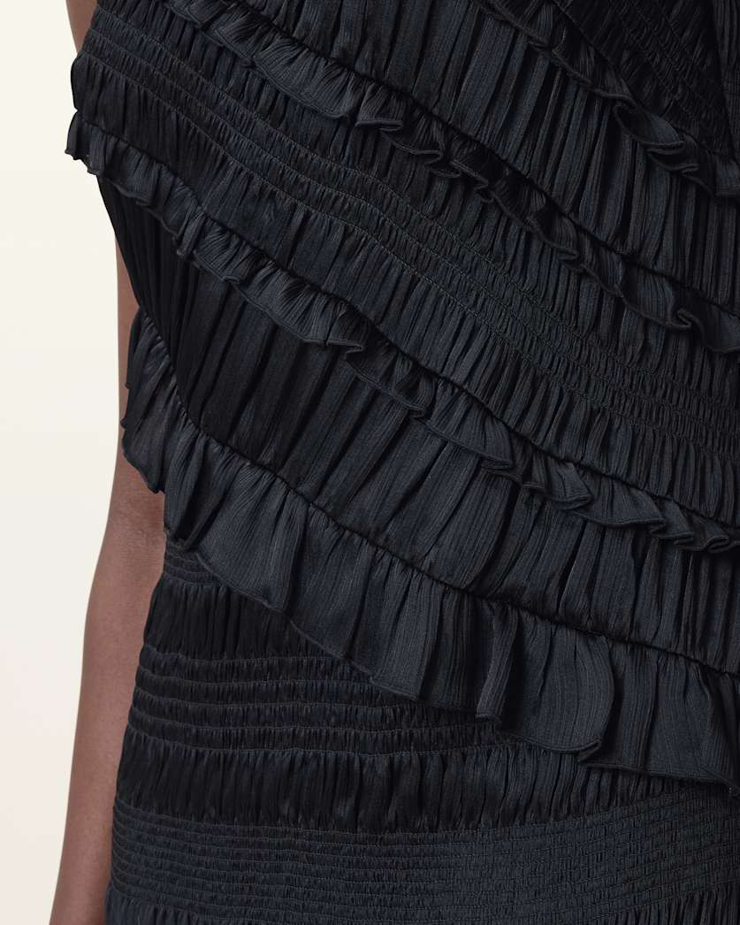 Nyla Sleeveless Shirred Midi Dress