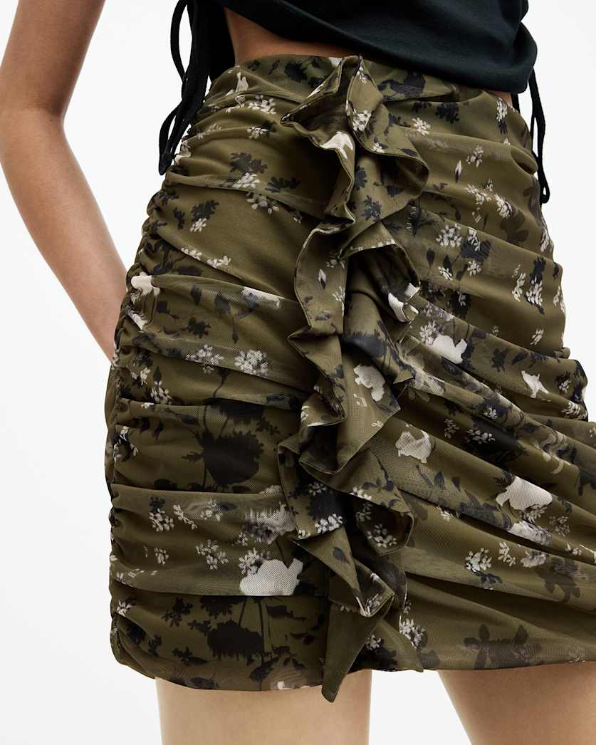 Gloria Mesh Floral Print Kora Mini Skirt