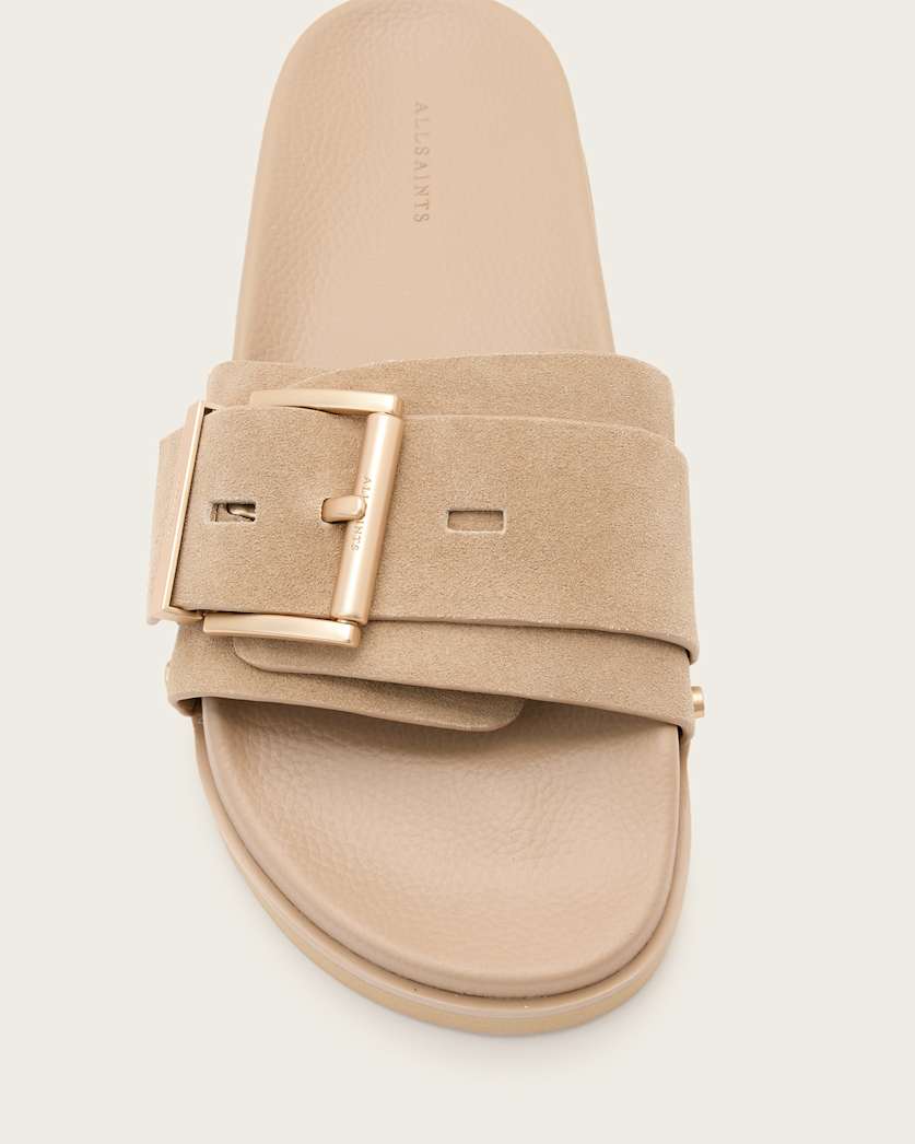 Ellie Studded Buckle Leather Sliders