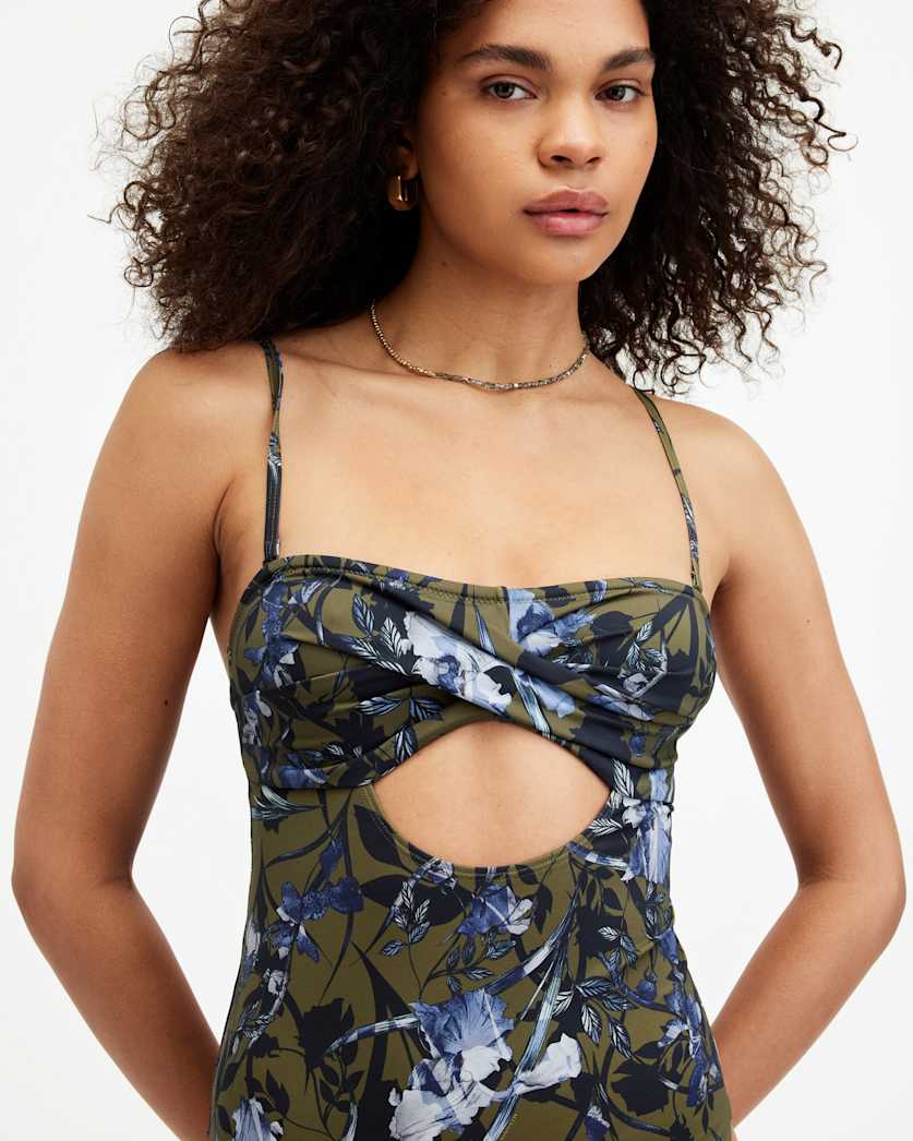 Niki Floral Bandeau Cut-Out Swimsuit
