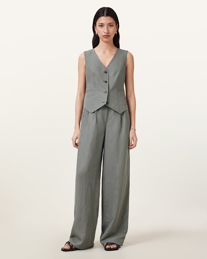 Averie Tencel Relaxed Fit Linen Blend Waistcoat