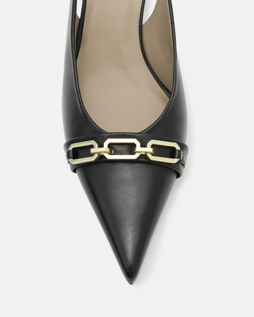 Grace Leather Chain Slingback Heels