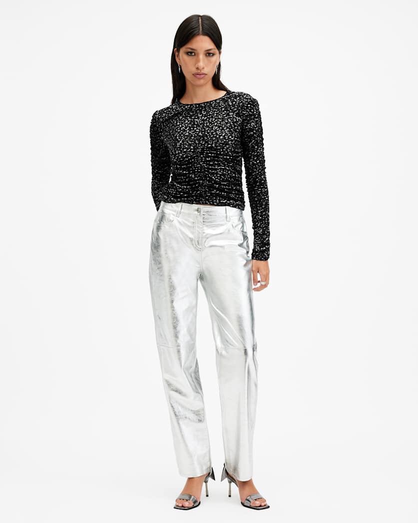 Eris Metallic Leopard Print Top