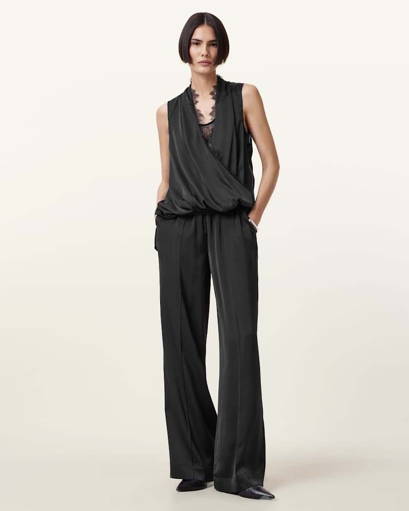 Abi Lace Trim Draped Top