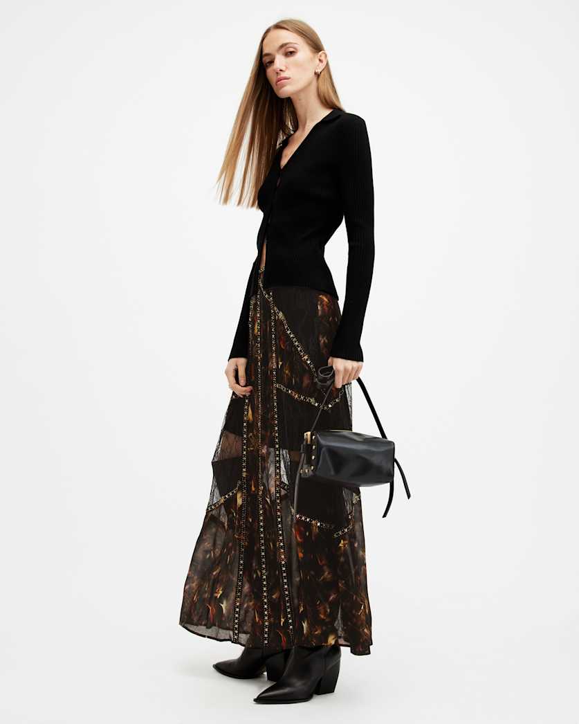 Bryn Embellished Panelled Maxi Skirt