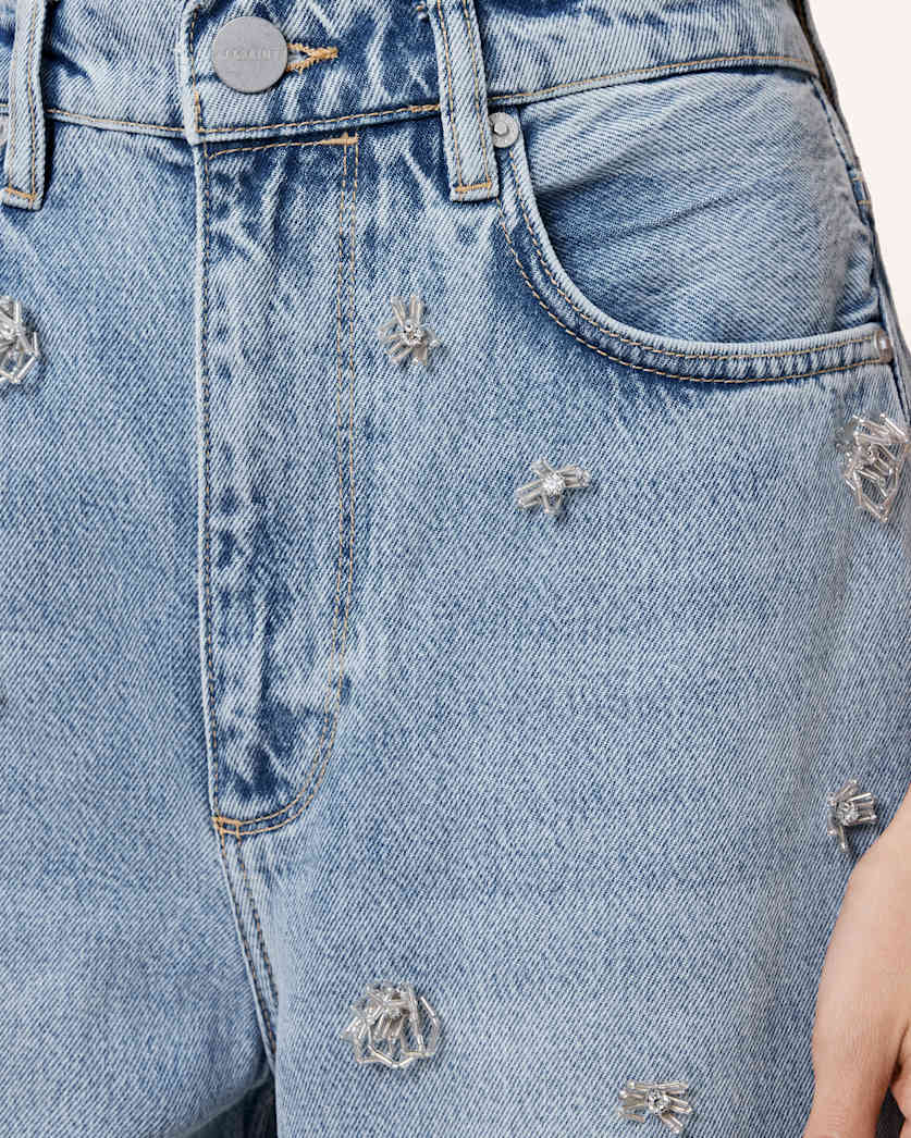 Blake Embellished Wide Leg Denim Jeans