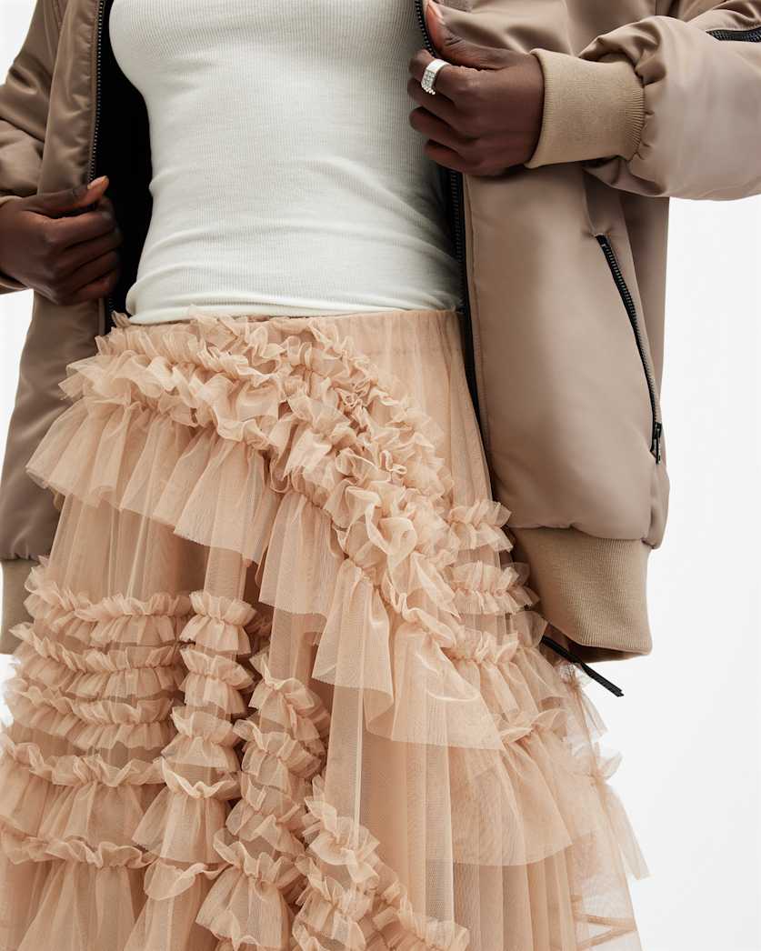 Jen Tulle Asymmetric Maxi Skirt