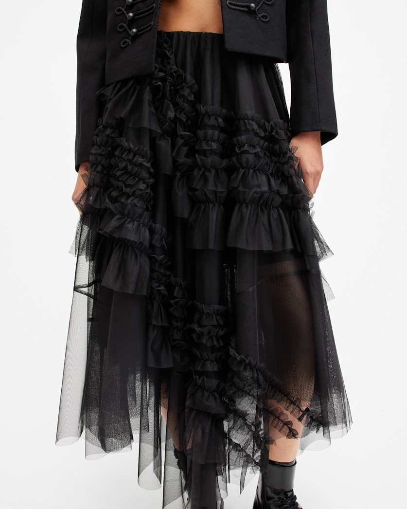 Jen Tulle Asymmetric Maxi Skirt