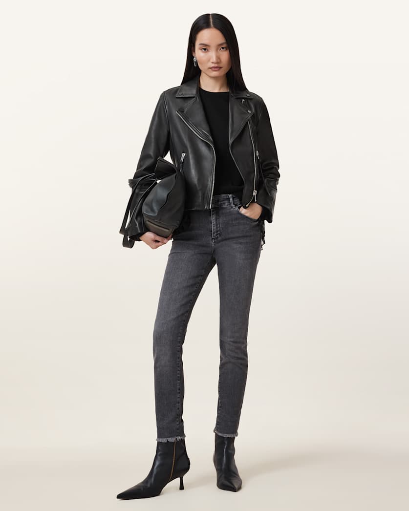 Dalby Slim Fit Leather Biker Jacket