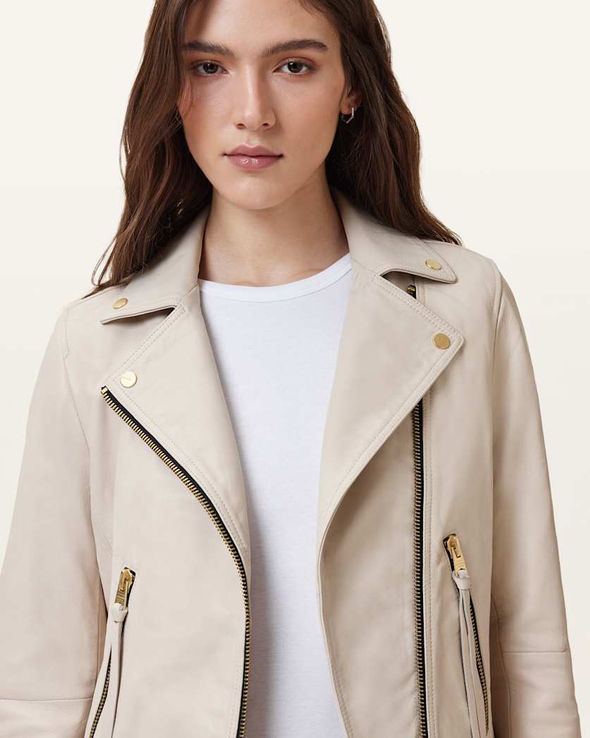 Dalby Slim Fit Leather Biker Jacket