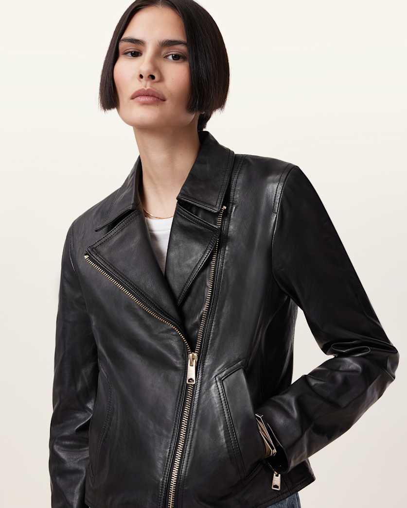 Vela Slim Fit Leather Biker Jacket