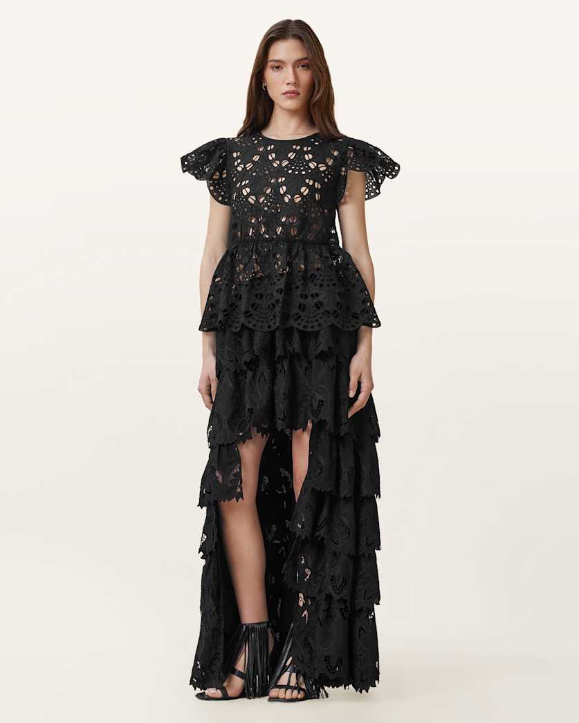 Cavarly Embroidered Maxi Skirt