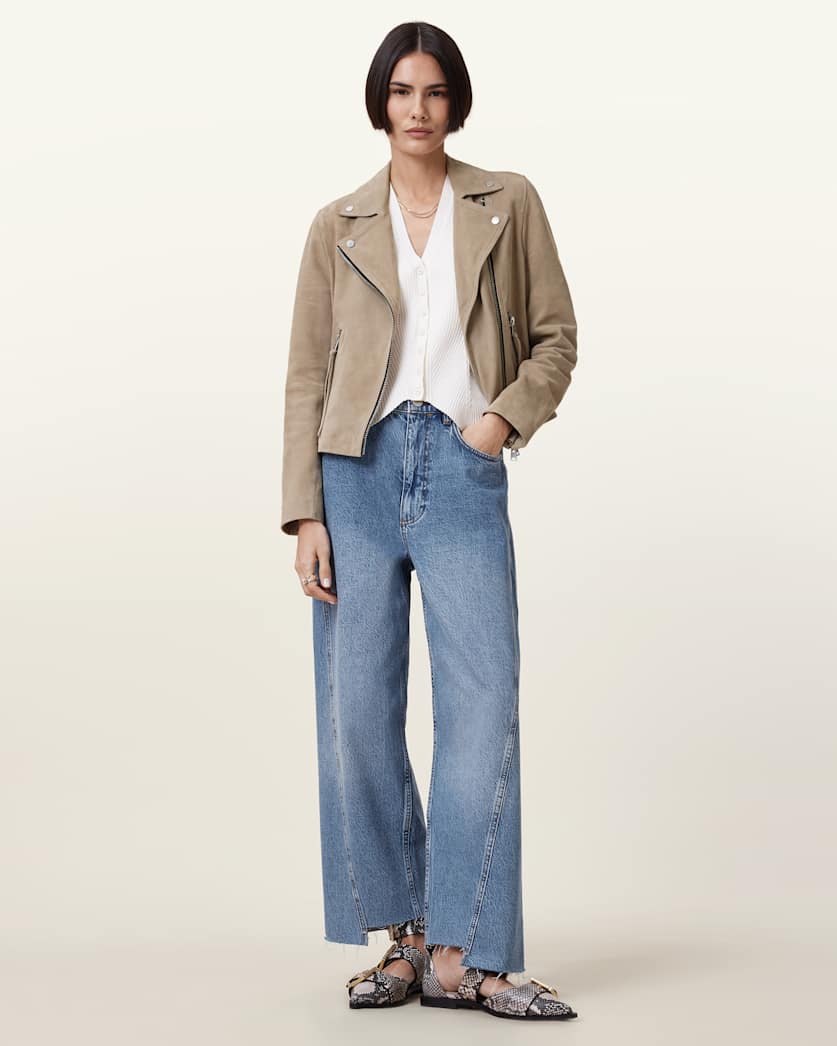 Dalby Slim Fit Suede Biker Jacket