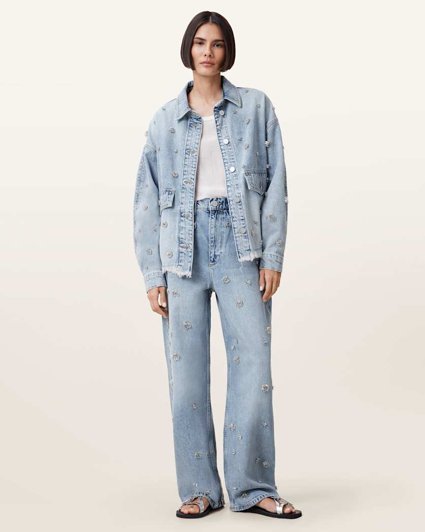 Hettie Embellished Oversized Denim Shacket