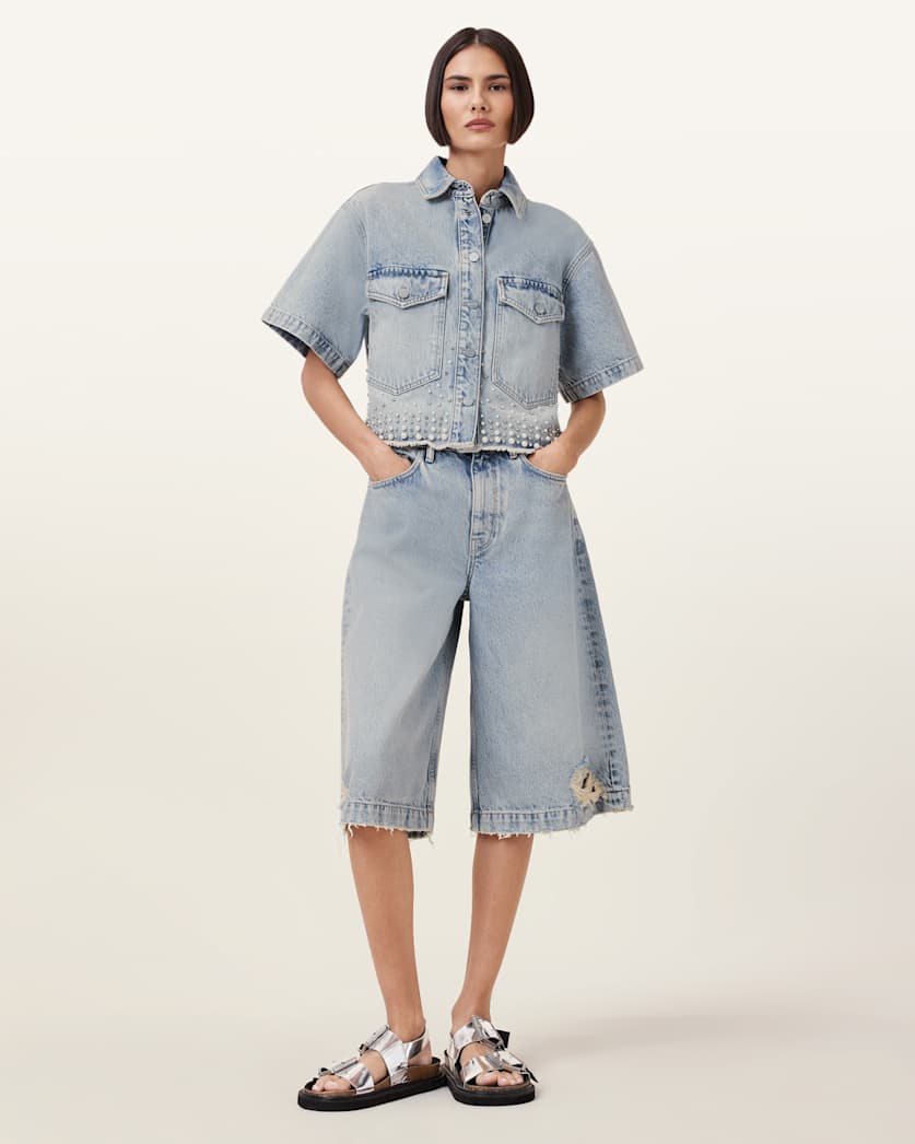 Tove Embellished Oversized Denim Shirt