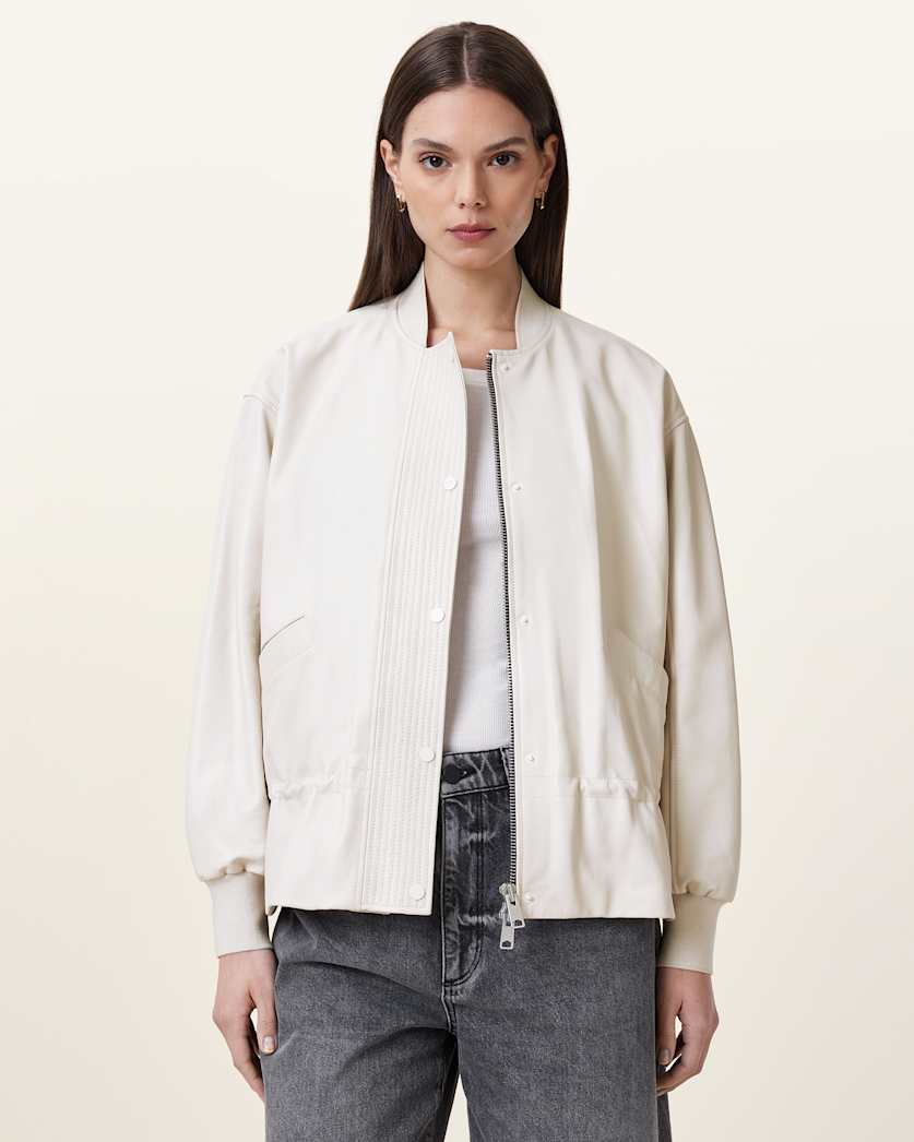 Sofi Drawstring Leather Bomber Jacket