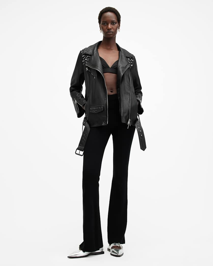 Billie Embellished Leather Biker Jacket