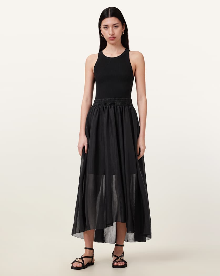 Zenia Sleeveless Asymmetric Midi Dress