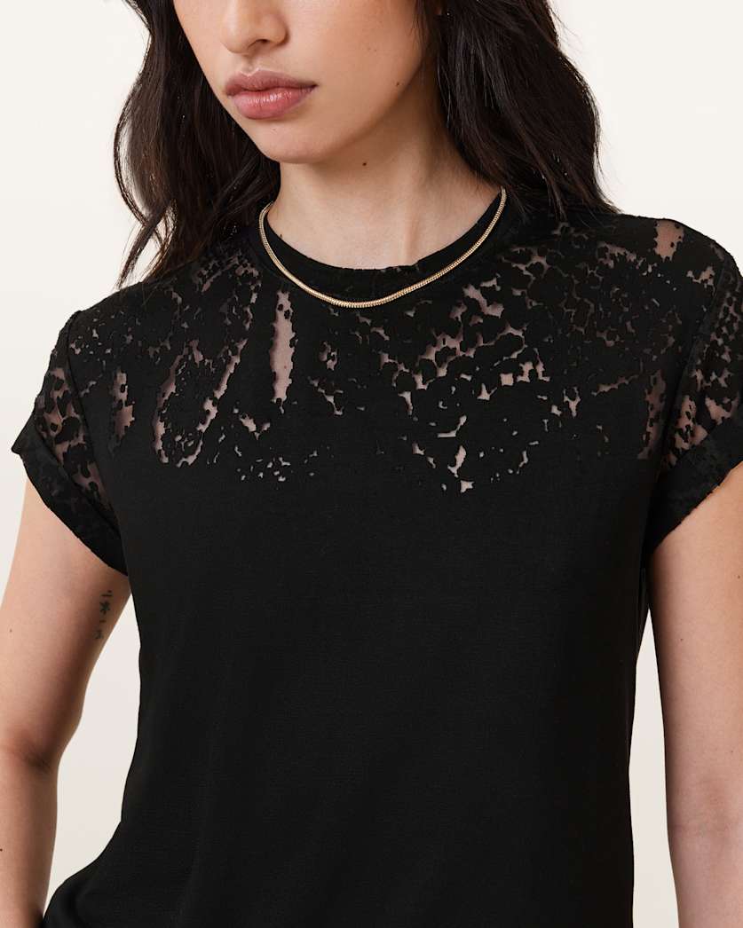 Anna Snake Print Devore T-Shirt