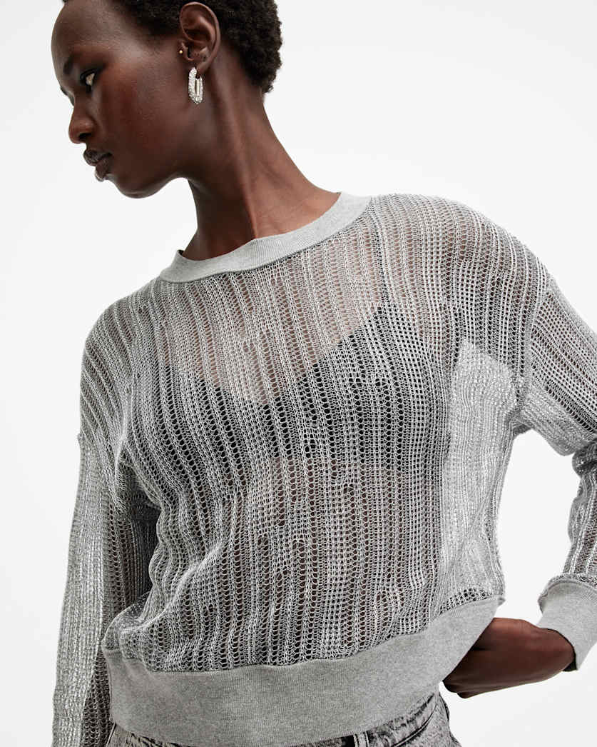 Giana Long Sleeve Open Knit Sweatshirt