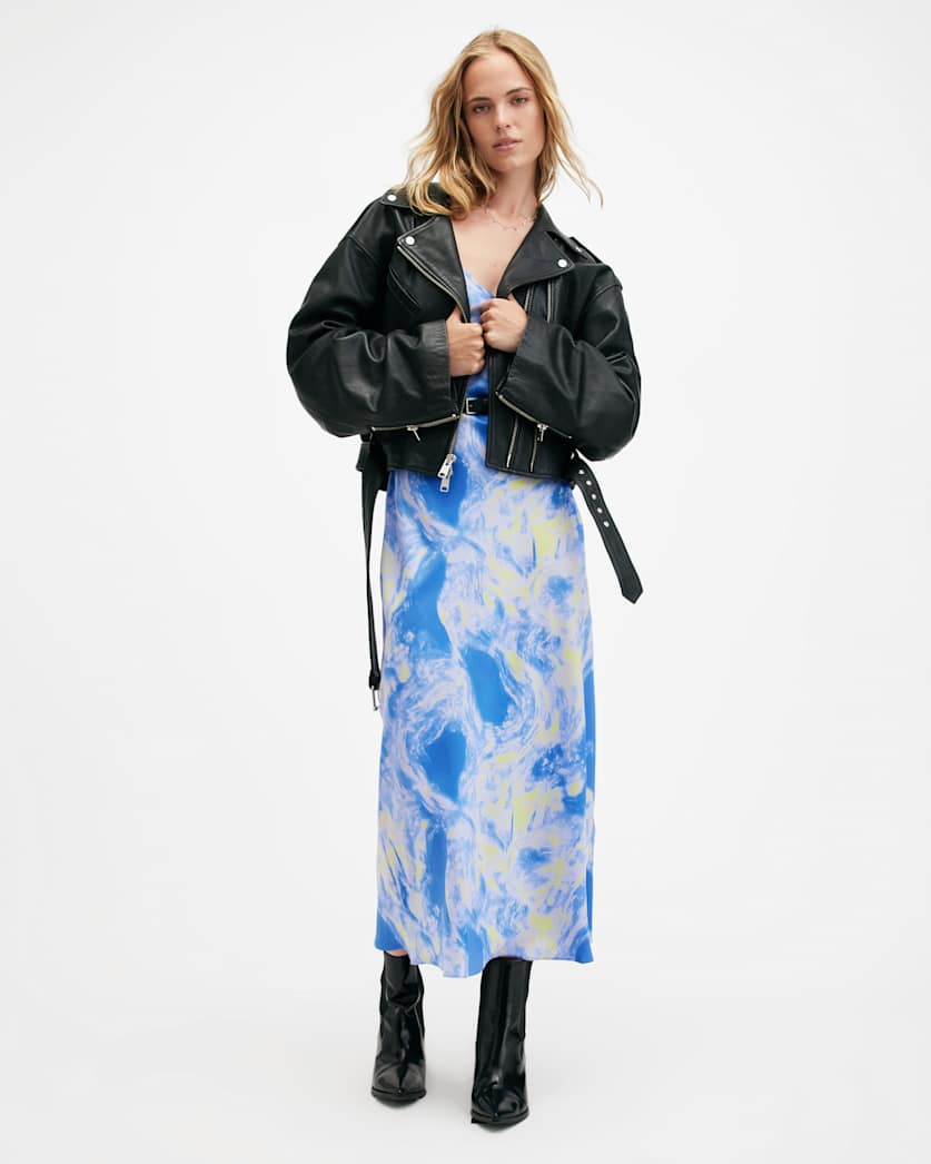 Bryony Spiral Print Midi Slip Dress